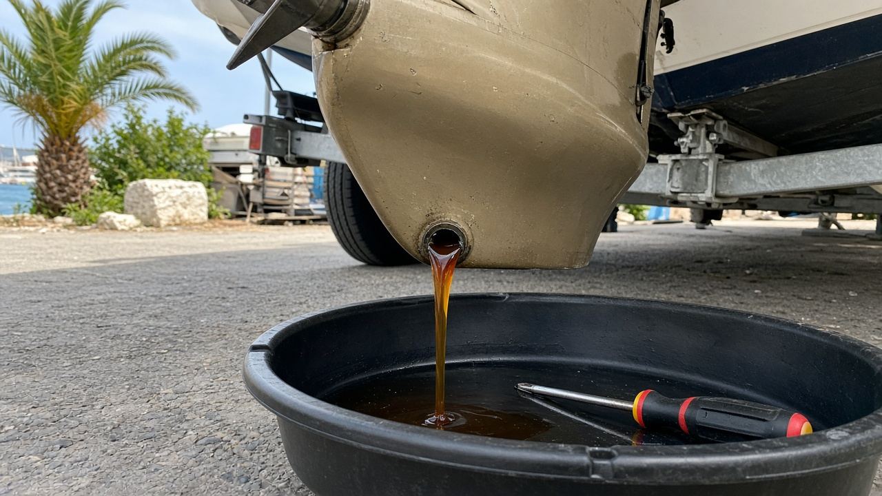 Vidange embase moteur hors-bord pour hivernage Méditerranée
